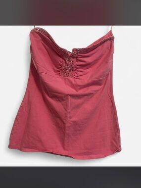 Women's Pink Embellished Sweetheart Strapless Top